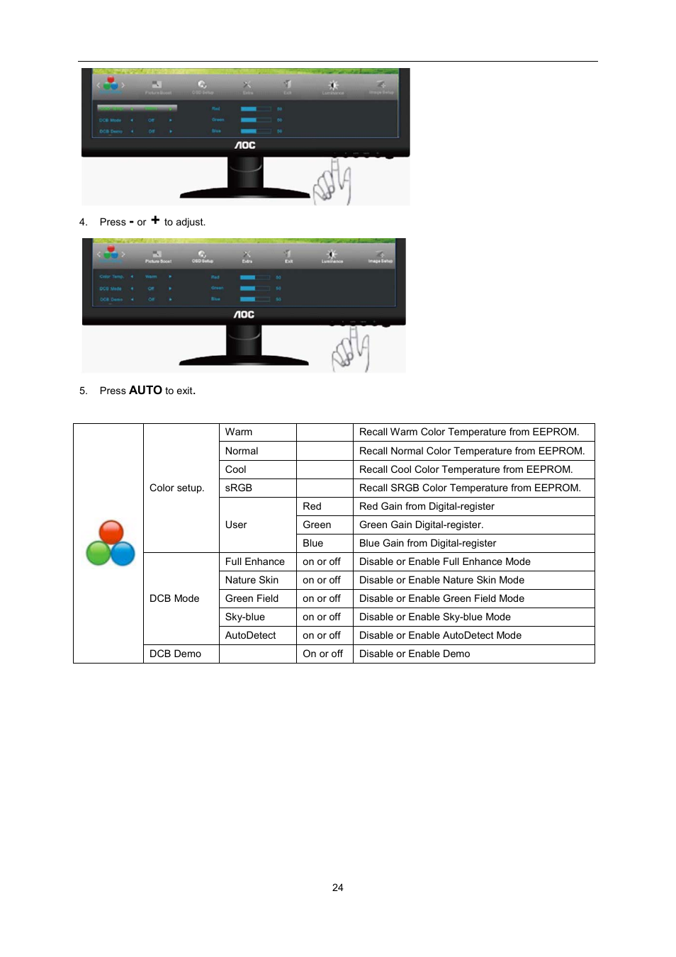 AOC e2352Phz User Manual | Page 24 / 60