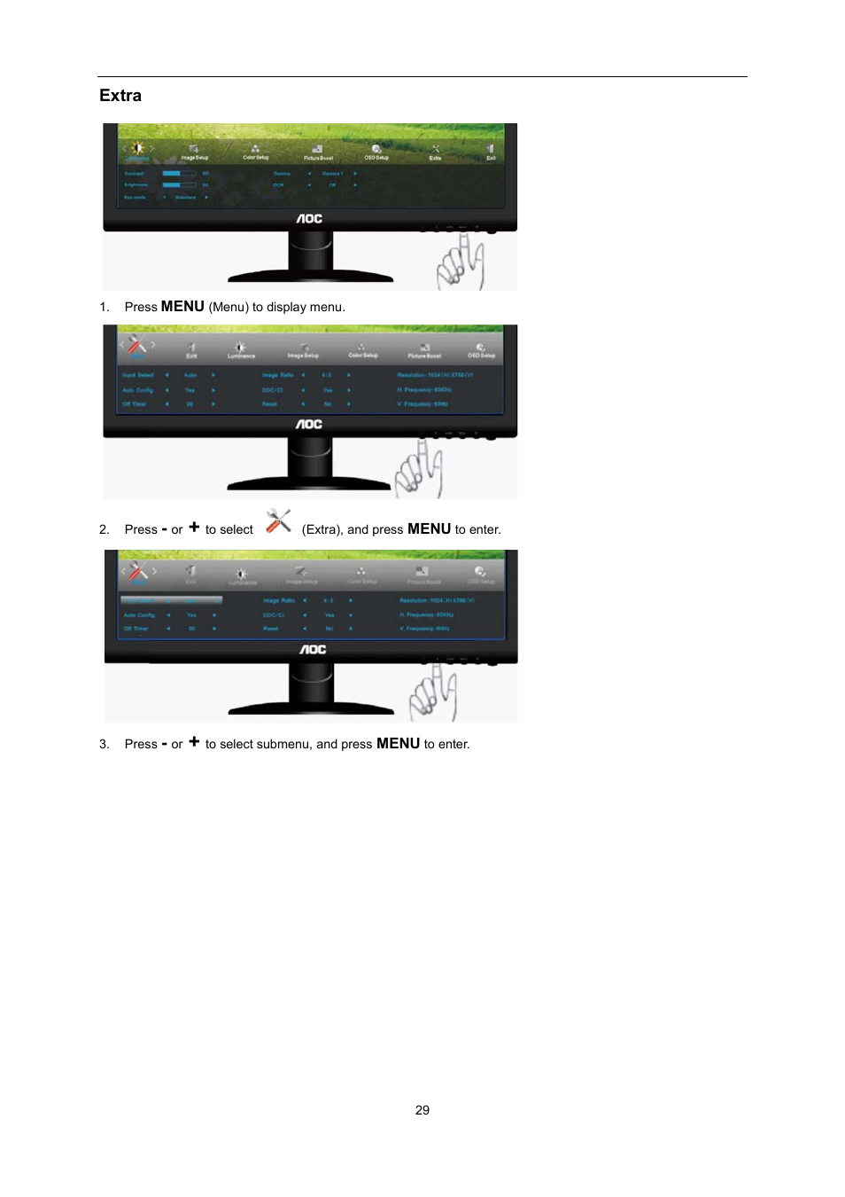 Extra | AOC e2352Phz User Manual | Page 29 / 60