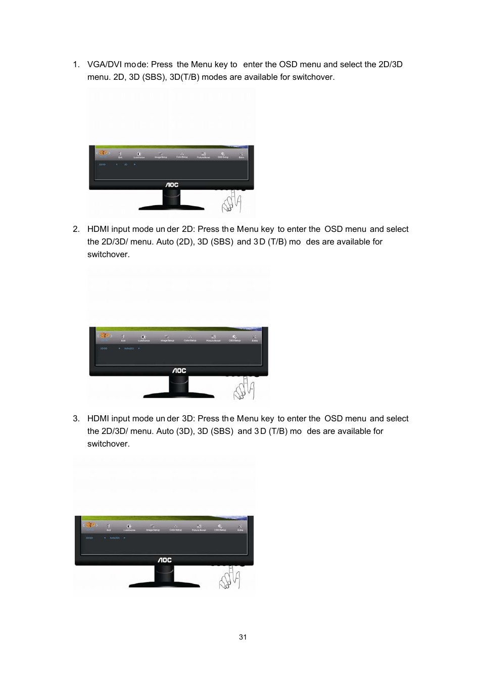 AOC e2352Phz User Manual | Page 31 / 60