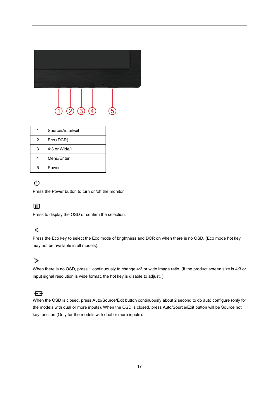 Hotkeys | AOC e2360Sd User Manual | Page 17 / 56