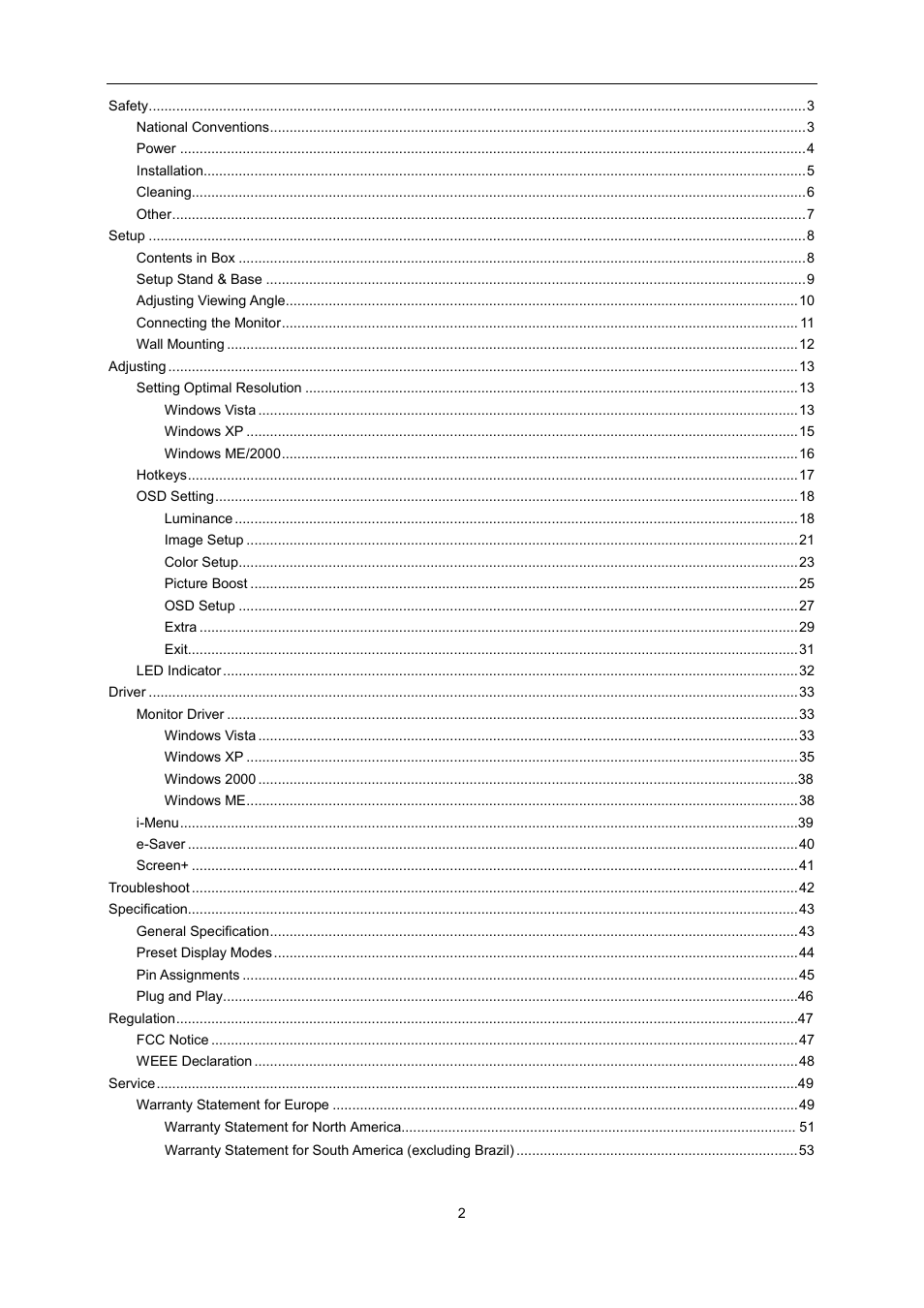 AOC e2360Sd User Manual | Page 2 / 56