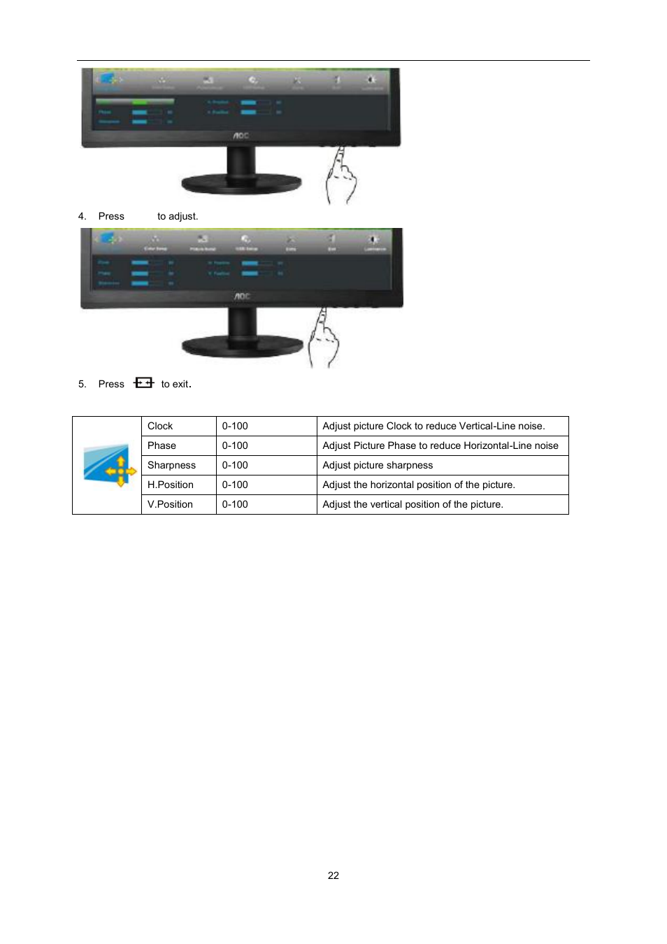 AOC e2360Sd User Manual | Page 22 / 56