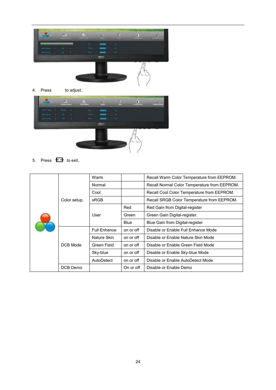 AOC e2360Sd User Manual | Page 24 / 56