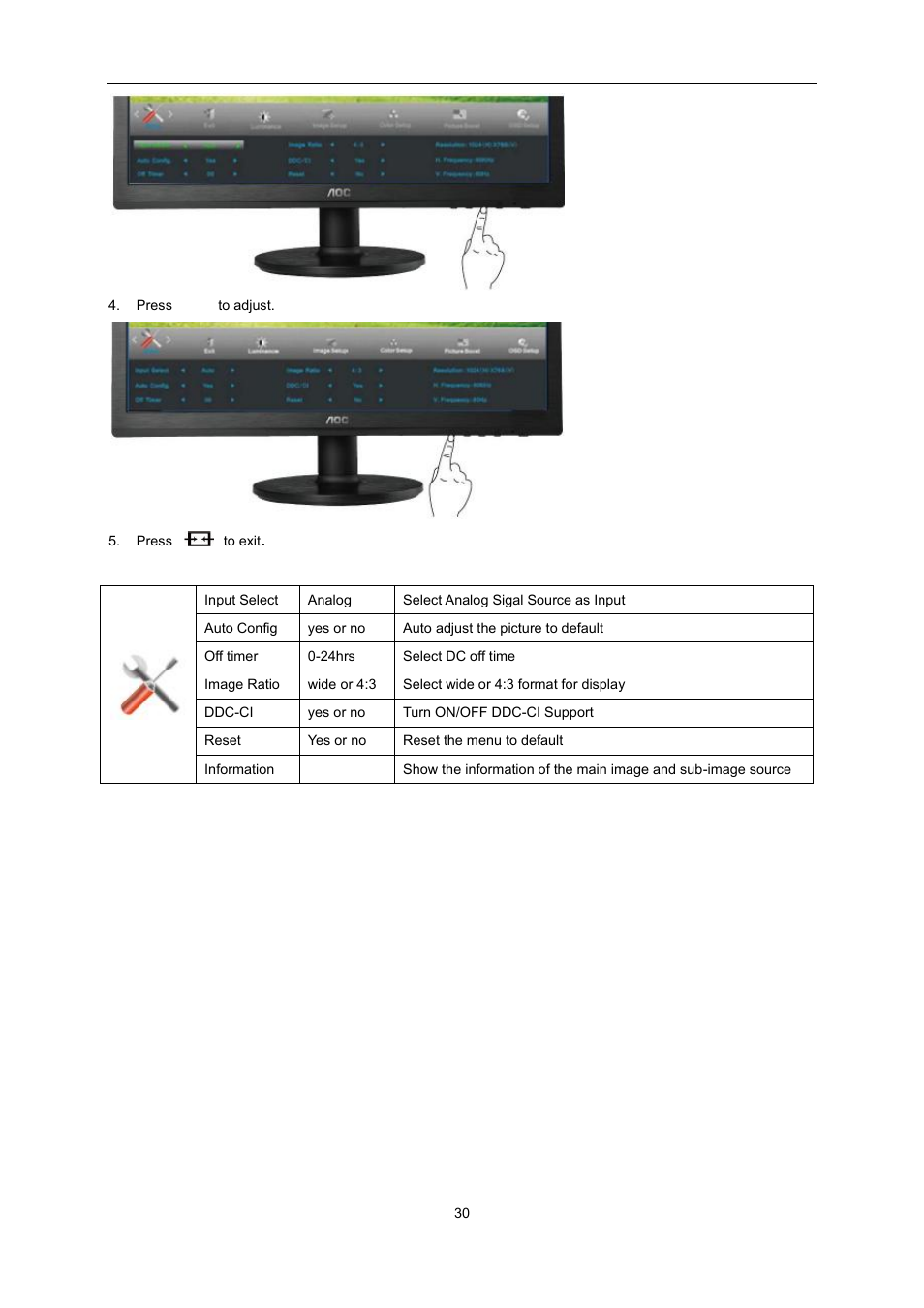 AOC e2360Sd User Manual | Page 30 / 56