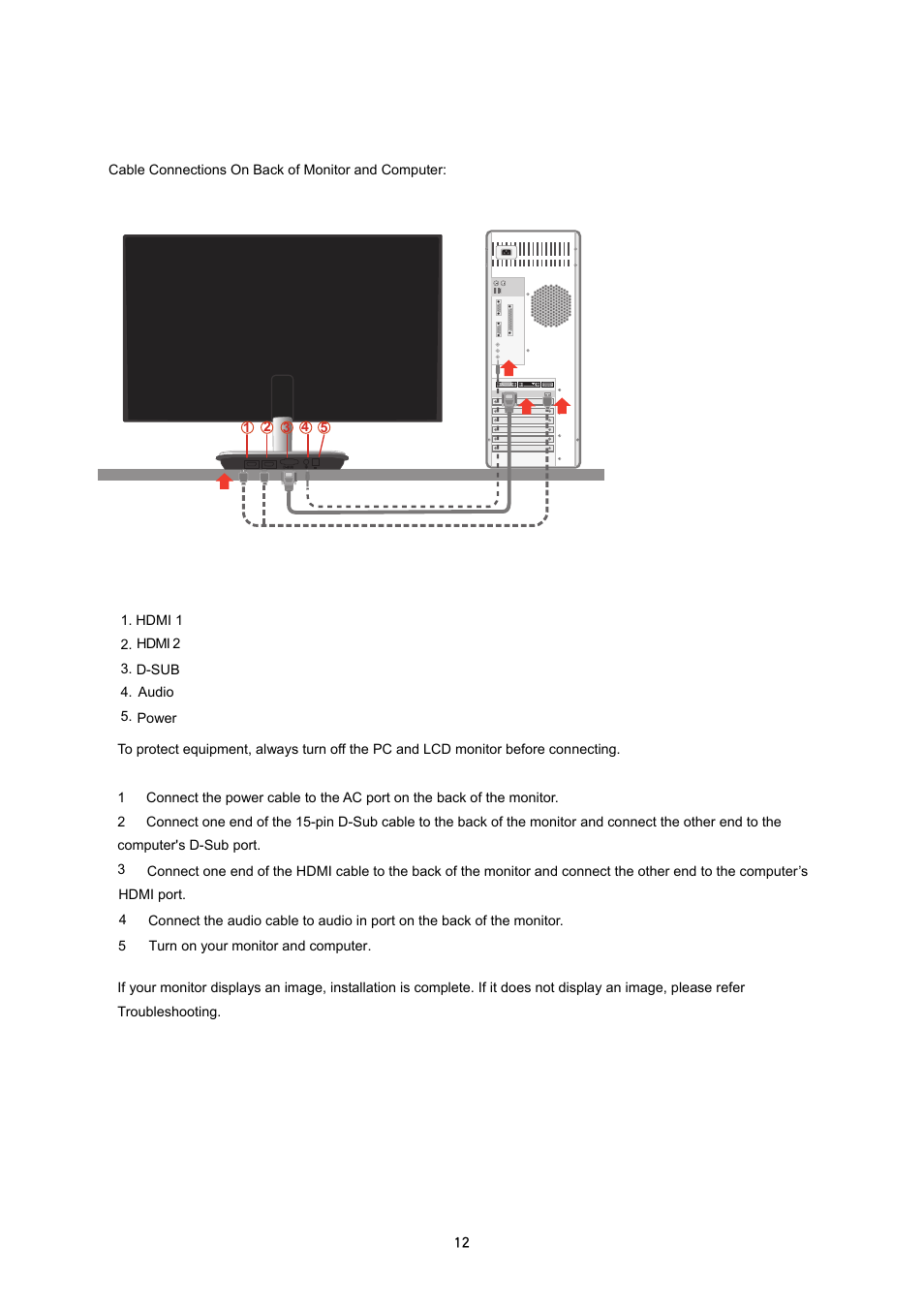 Connecting the monitor | AOC i2353Ph User Manual | Page 12 / 58