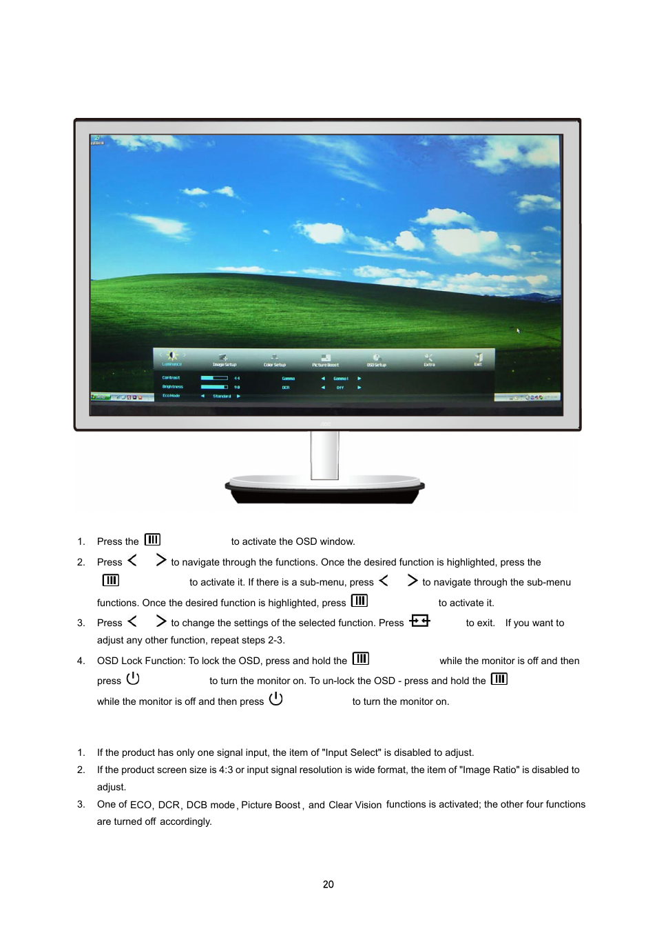 Osd setting | AOC i2353Ph User Manual | Page 20 / 58