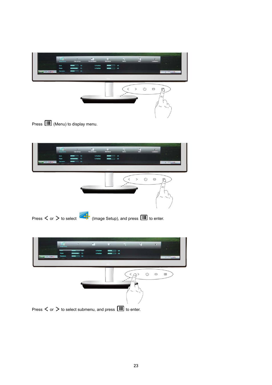 Image setup | AOC i2353Ph User Manual | Page 23 / 58