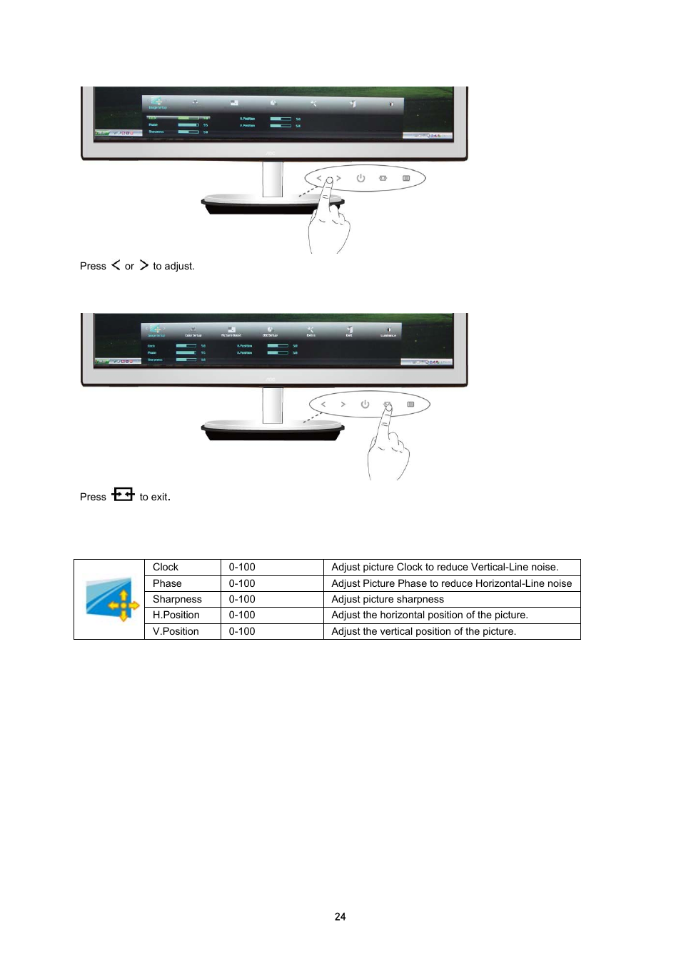 AOC i2353Ph User Manual | Page 24 / 58