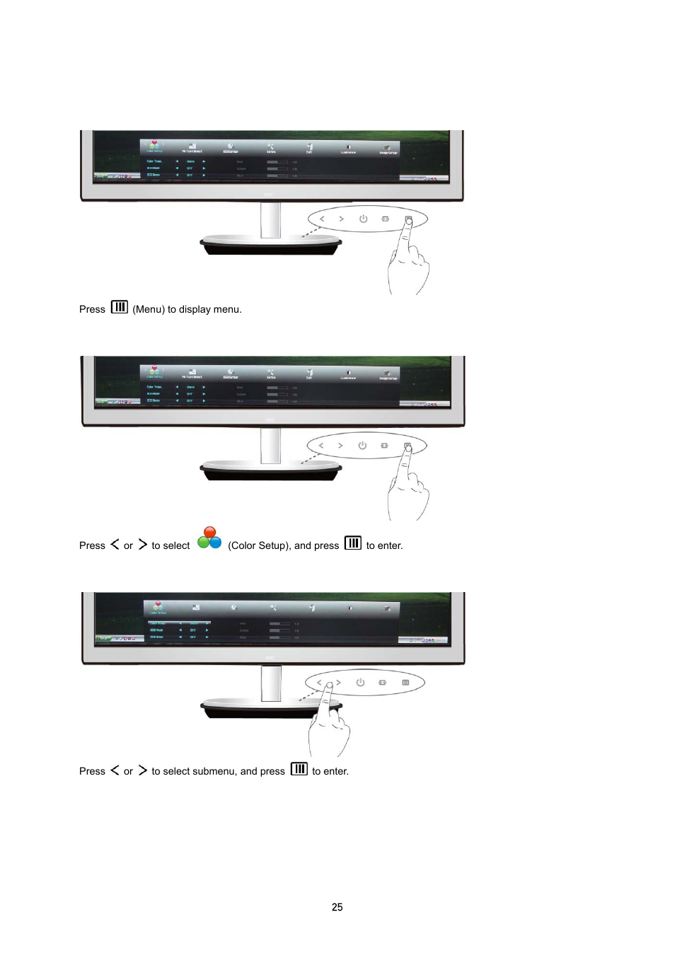 Color setup | AOC i2353Ph User Manual | Page 25 / 58