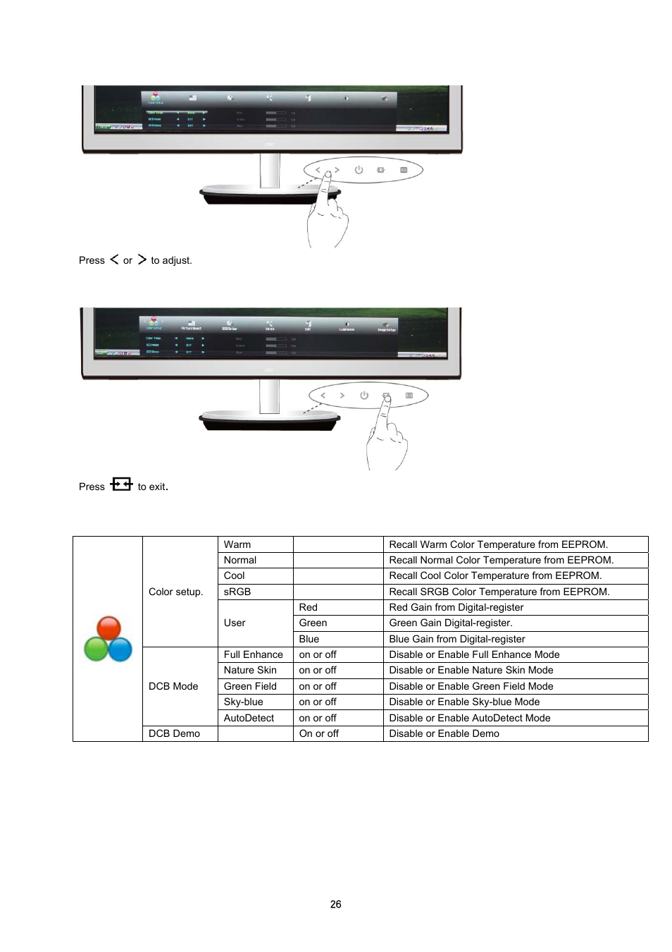 AOC i2353Ph User Manual | Page 26 / 58