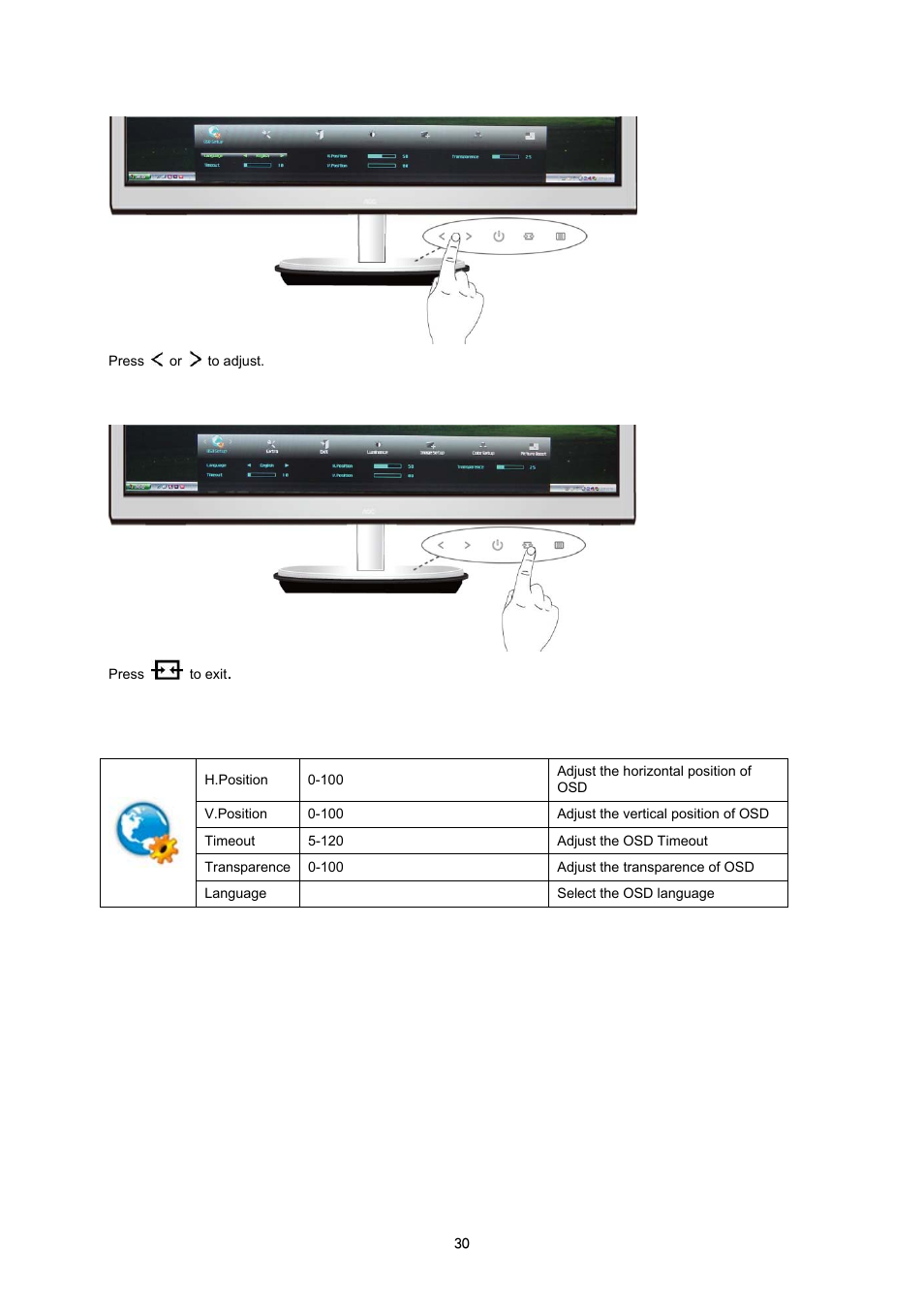 AOC i2353Ph User Manual | Page 30 / 58