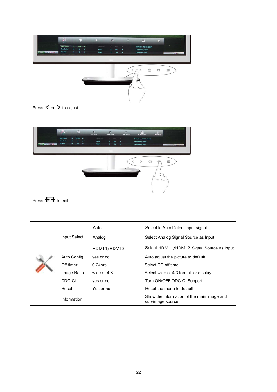 AOC i2353Ph User Manual | Page 32 / 58