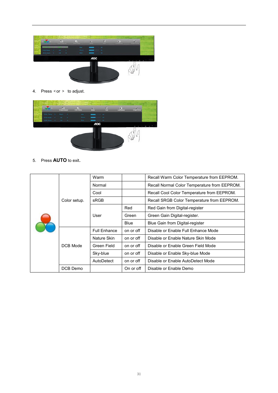 AOC i2369Vm User Manual | Page 31 / 72