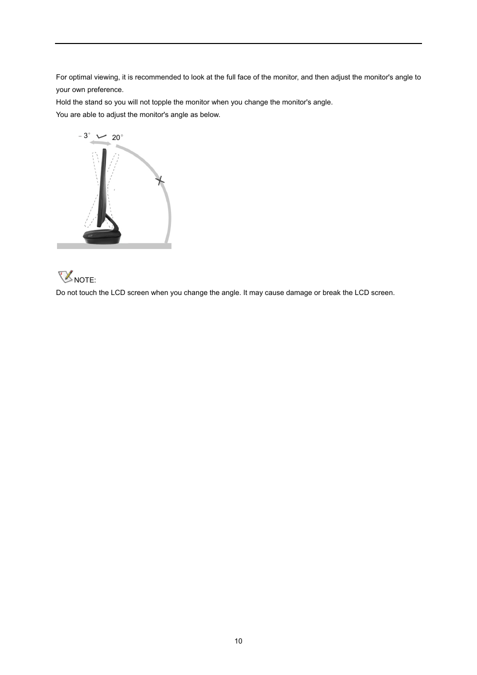 Adjusting viewing angle | AOC I2473PWM User Manual | Page 10 / 68