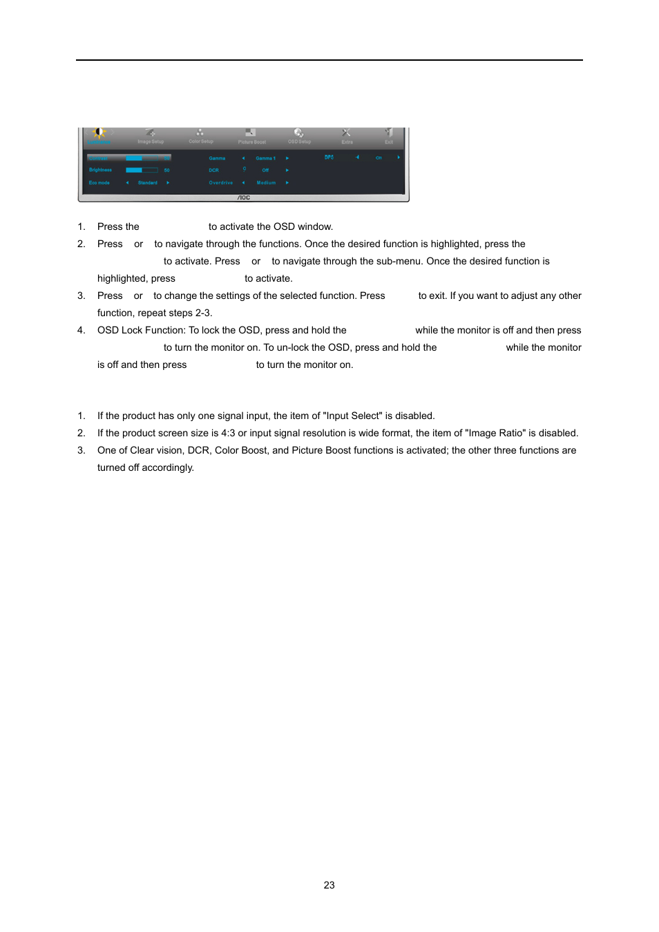 Osd setting | AOC I2473PWM User Manual | Page 23 / 68