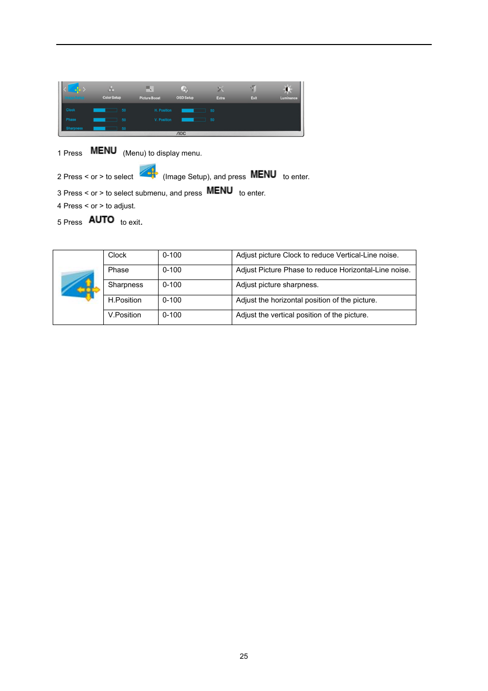 Image setup | AOC I2473PWM User Manual | Page 25 / 68