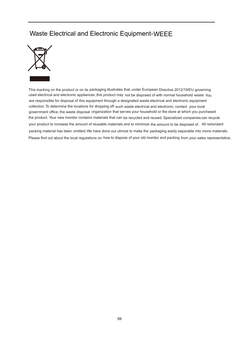 Waste electrical and electronic equipment-weee | AOC I2473PWM User Manual | Page 59 / 68