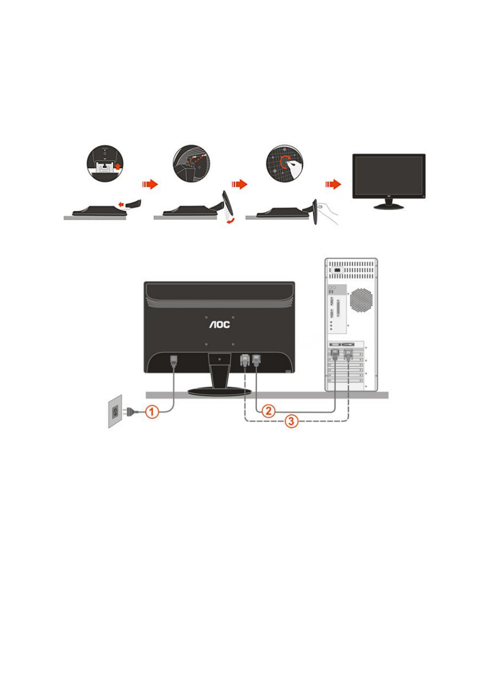 Setup stand & base | AOC 2436Vw User Manual | Page 11 / 61