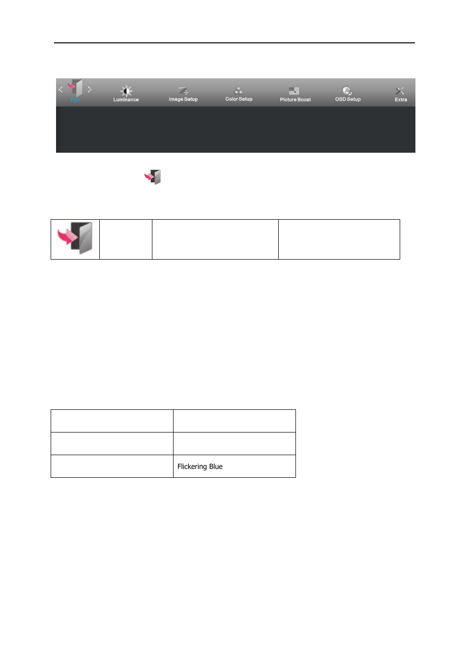 Led indicator, Exit | AOC e2425Swd User Manual | Page 28 / 58