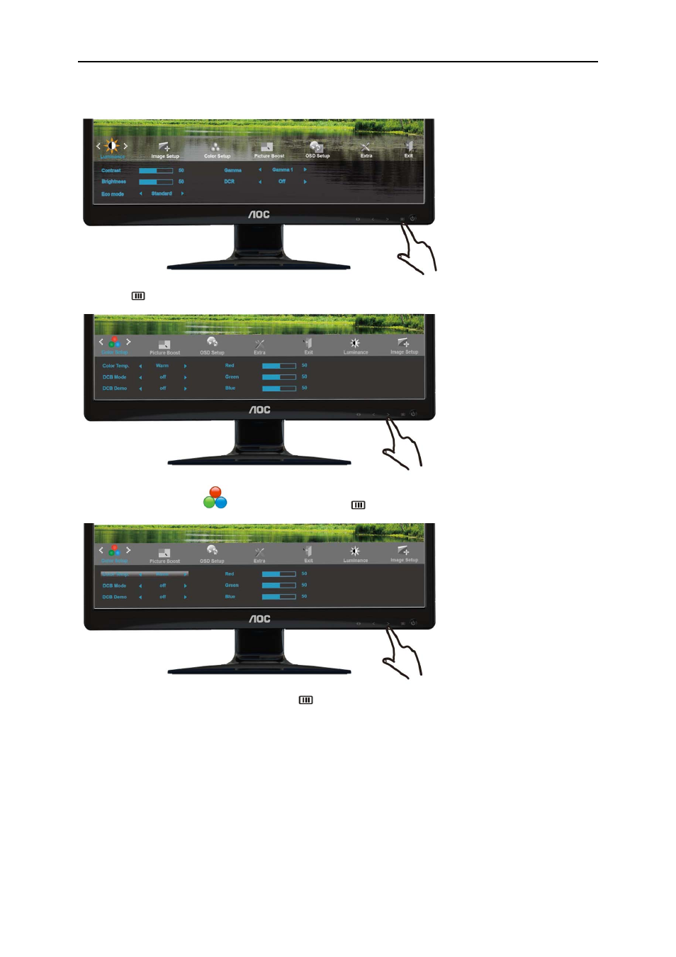Color setup | AOC E2426SWD User Manual | Page 27 / 69