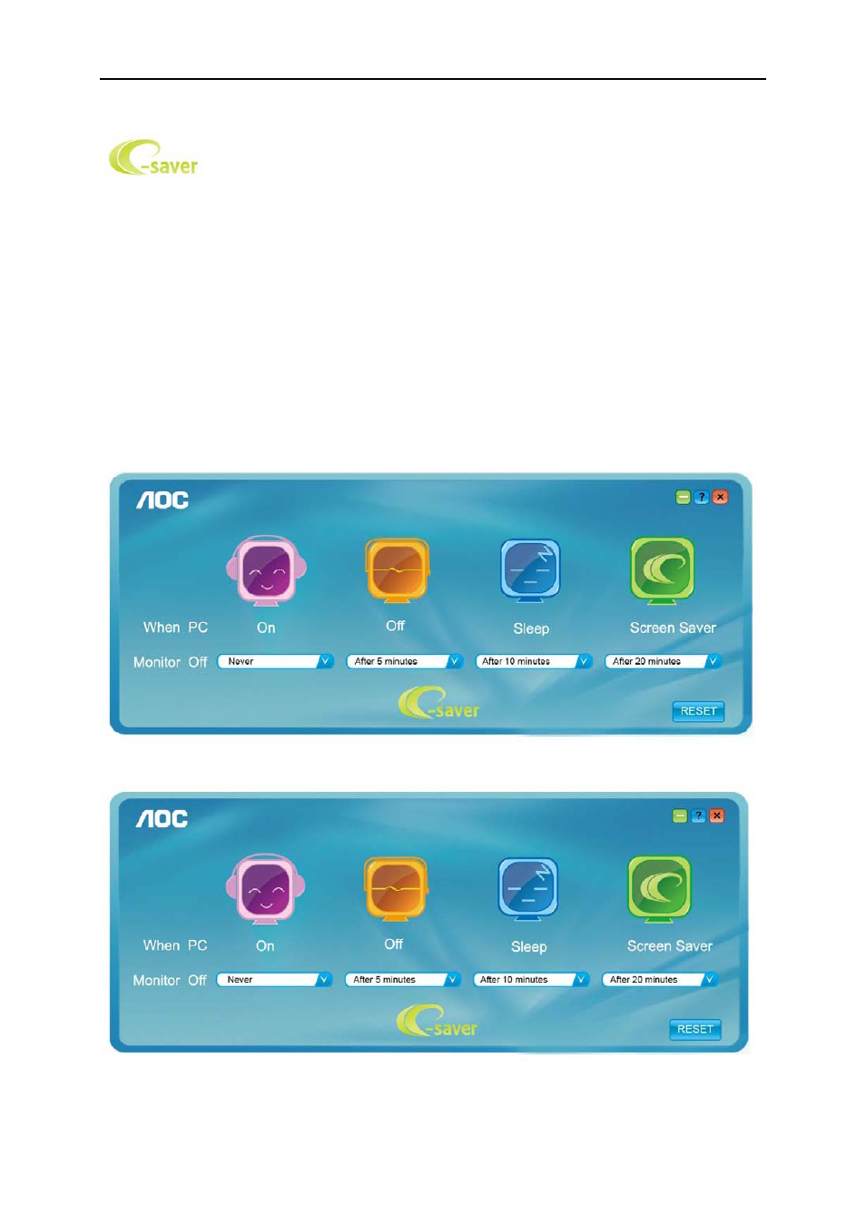 E-saver | AOC E2426SWD User Manual | Page 52 / 69