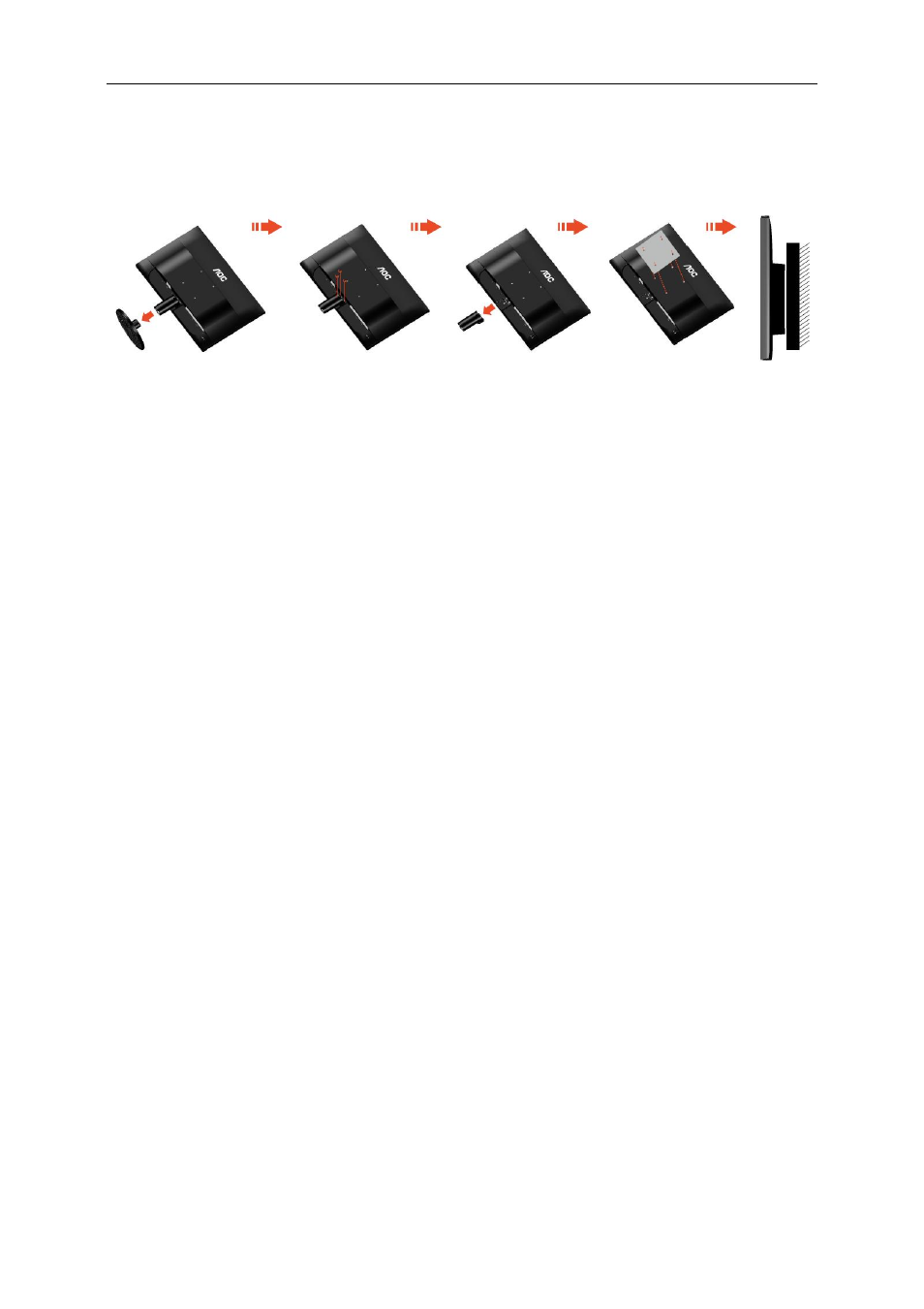 Wall mounting | AOC e2460Sd-TAA User Manual | Page 12 / 59