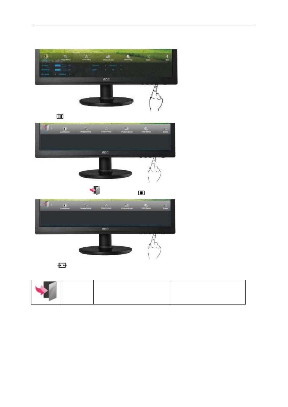 Exit | AOC e2460Swd User Manual | Page 31 / 58