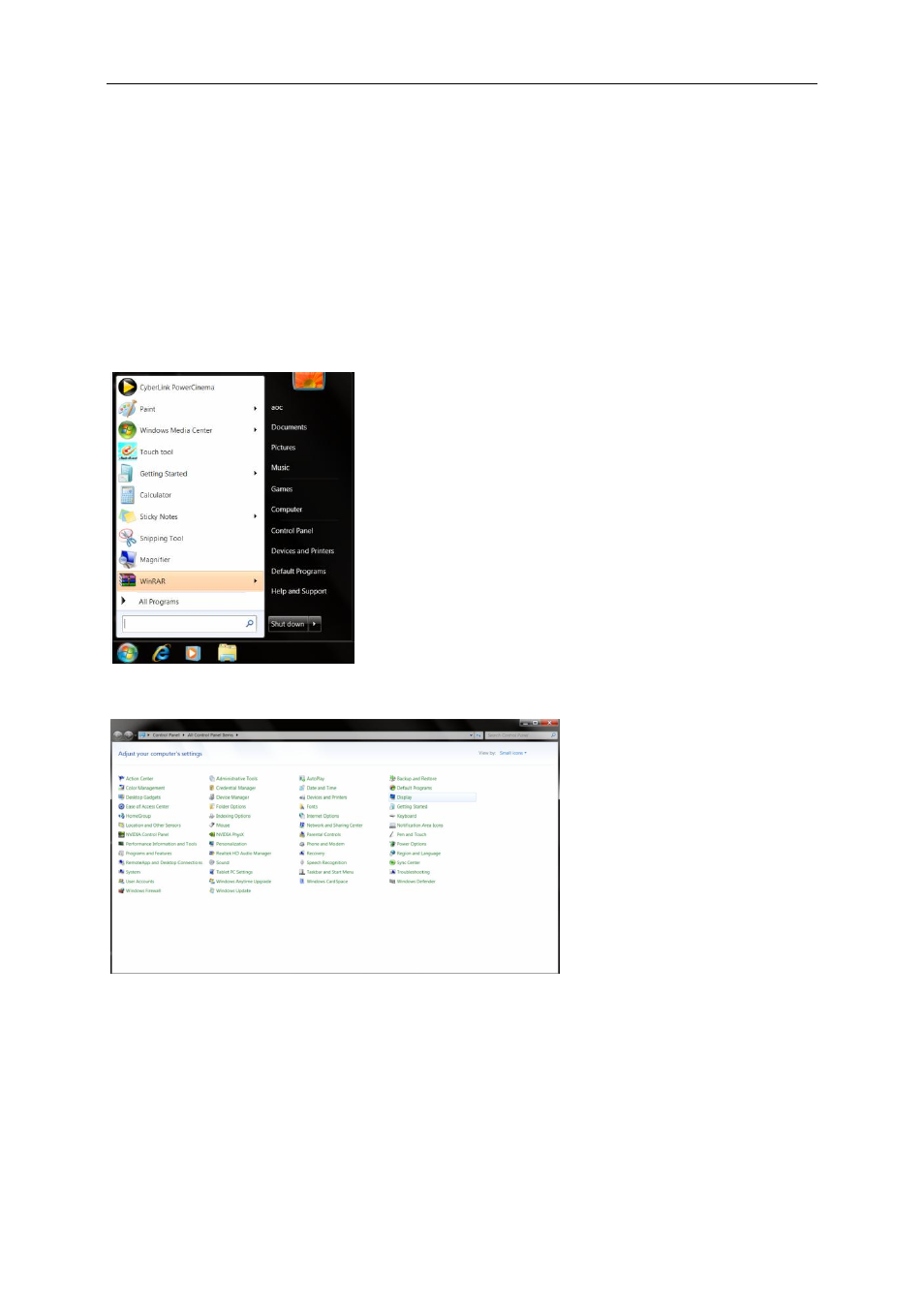 Driver, Monitor driver, Windows 7 | AOC e2460Swd User Manual | Page 33 / 58