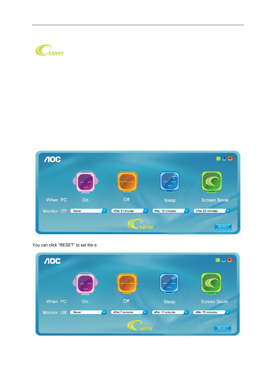 E-saver | AOC e2460Swd User Manual | Page 44 / 58