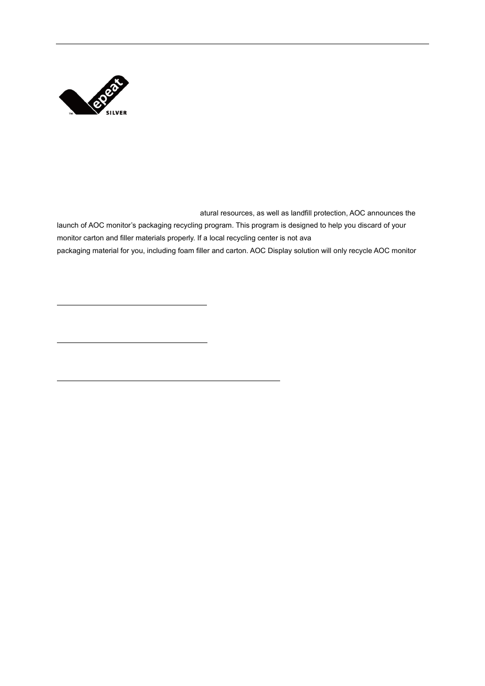 Epeat declaration | AOC e2460Swd User Manual | Page 53 / 58