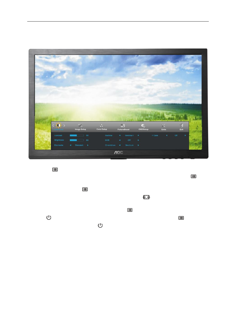 Osd setting | AOC e2460Swhu User Manual | Page 19 / 62