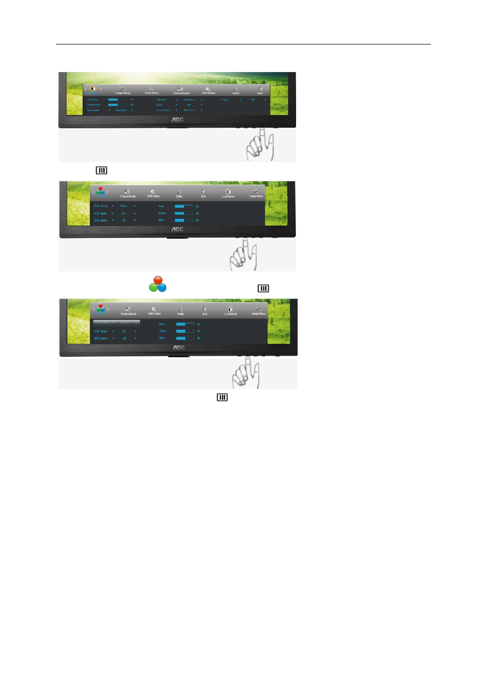 Color setup | AOC e2460Swhu User Manual | Page 24 / 62