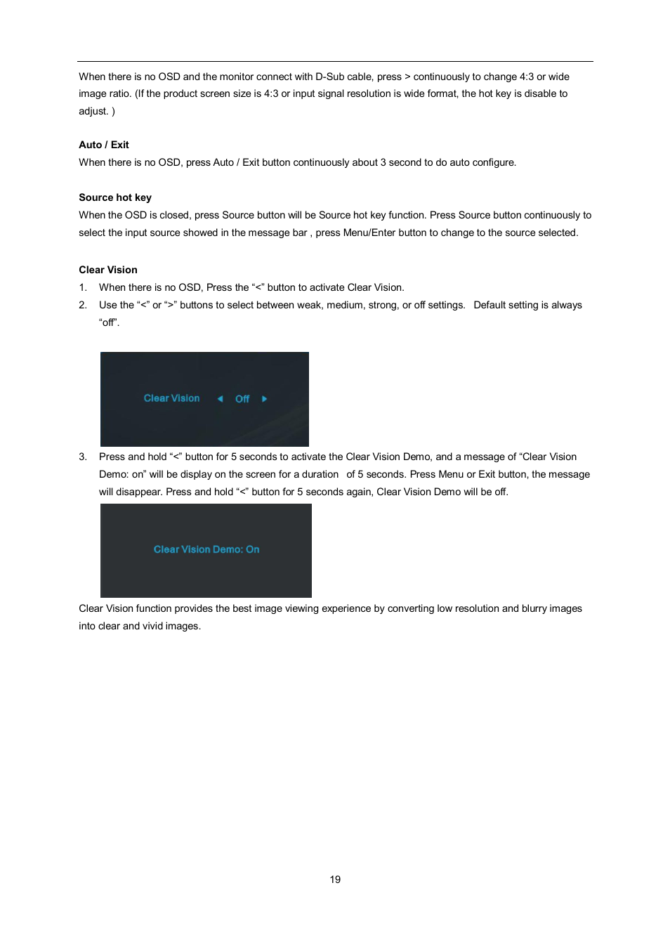 AOC e2462Vwh User Manual | Page 19 / 58