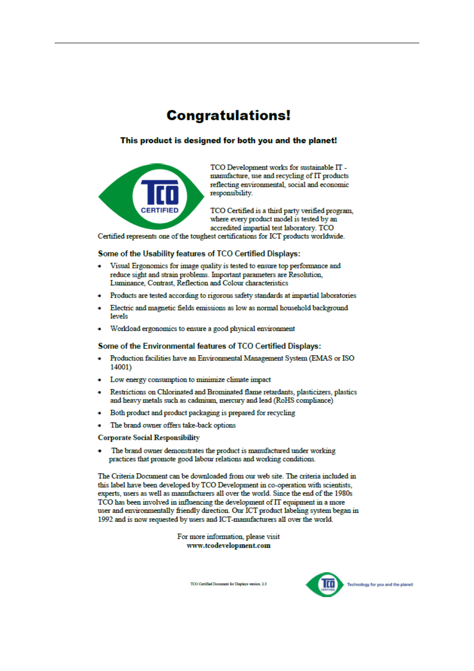 Tco document | AOC E2470SWHE User Manual | Page 56 / 60