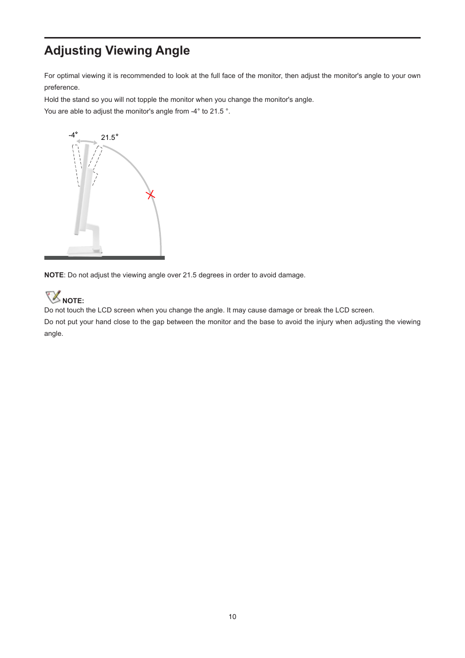 Adjusting viewing angle | AOC E2476VWM6 User Manual | Page 11 / 73