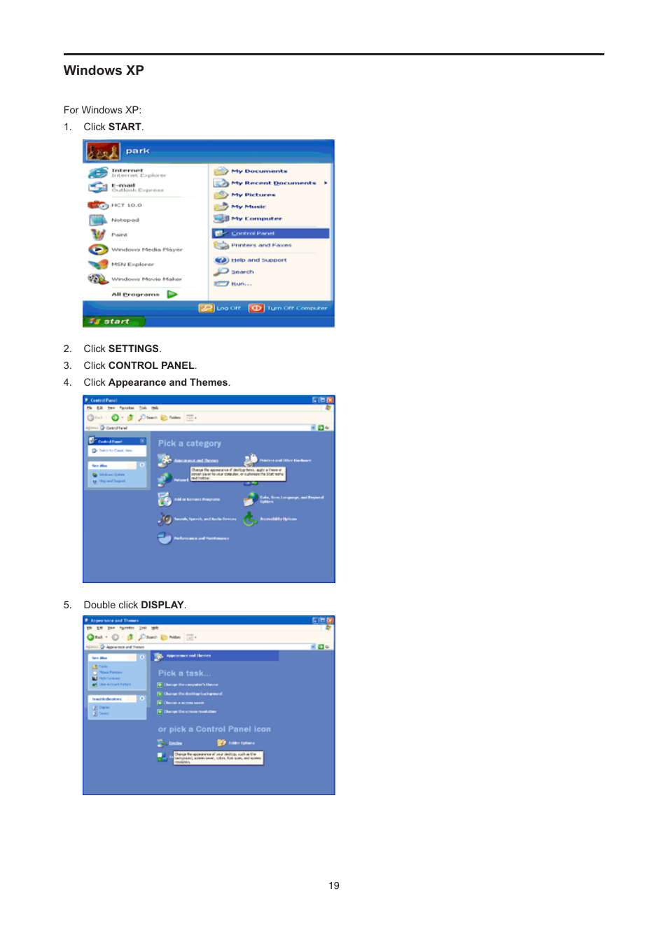 Windows xp | AOC E2476VWM6 User Manual | Page 20 / 73