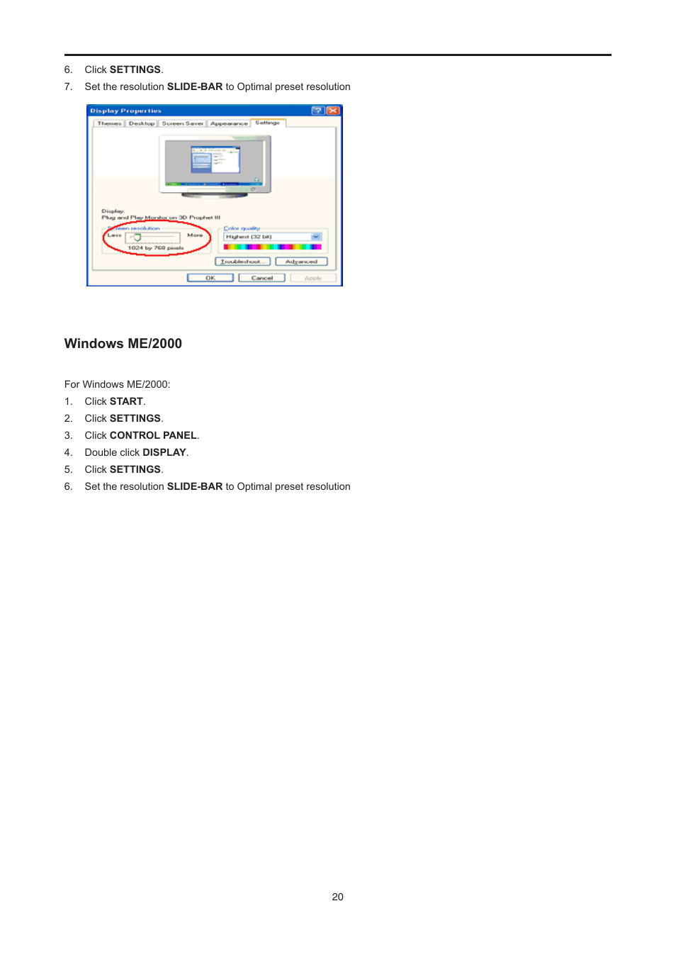 Windows me/2000 | AOC E2476VWM6 User Manual | Page 21 / 73
