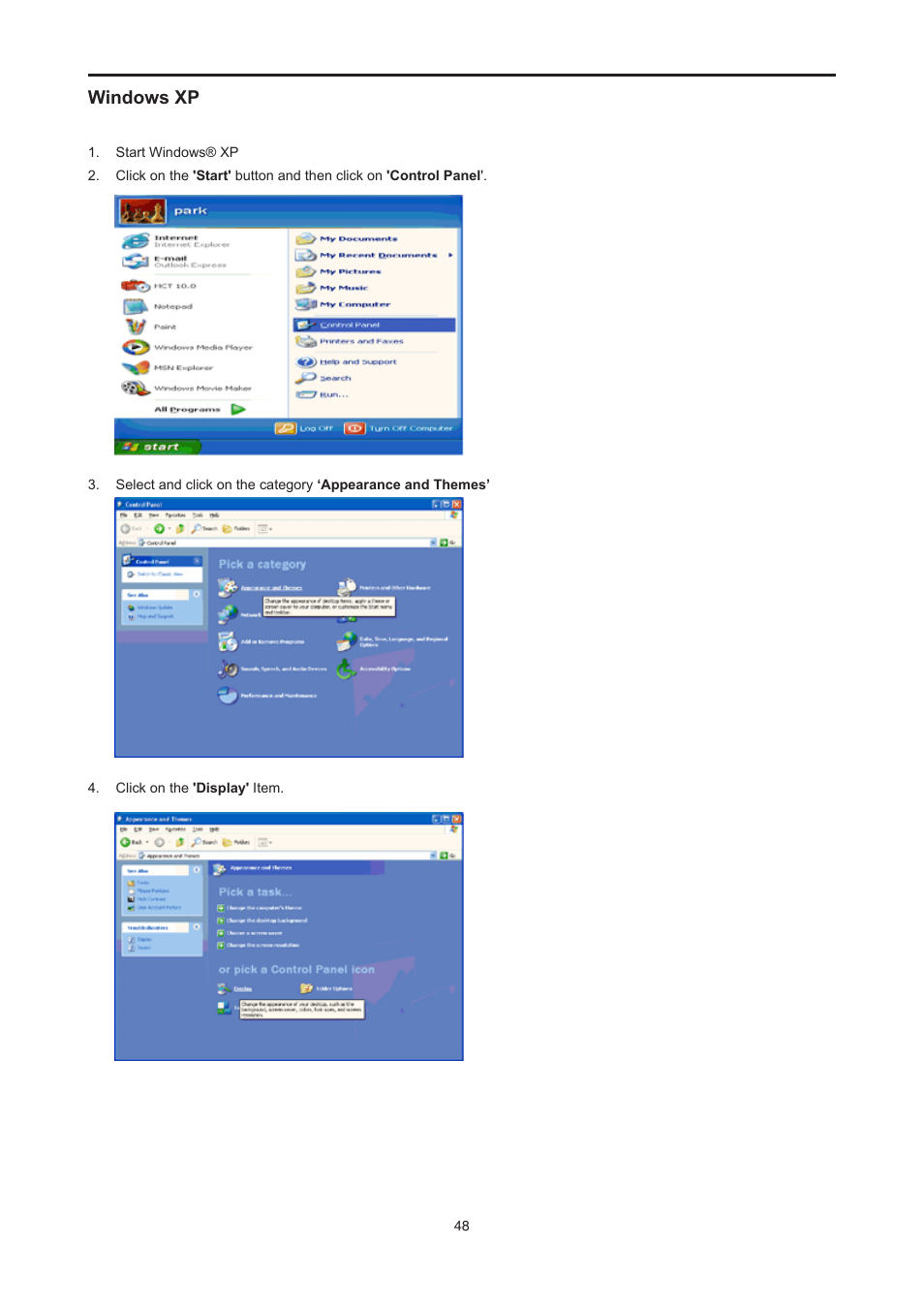 Windows xp | AOC E2476VWM6 User Manual | Page 49 / 73