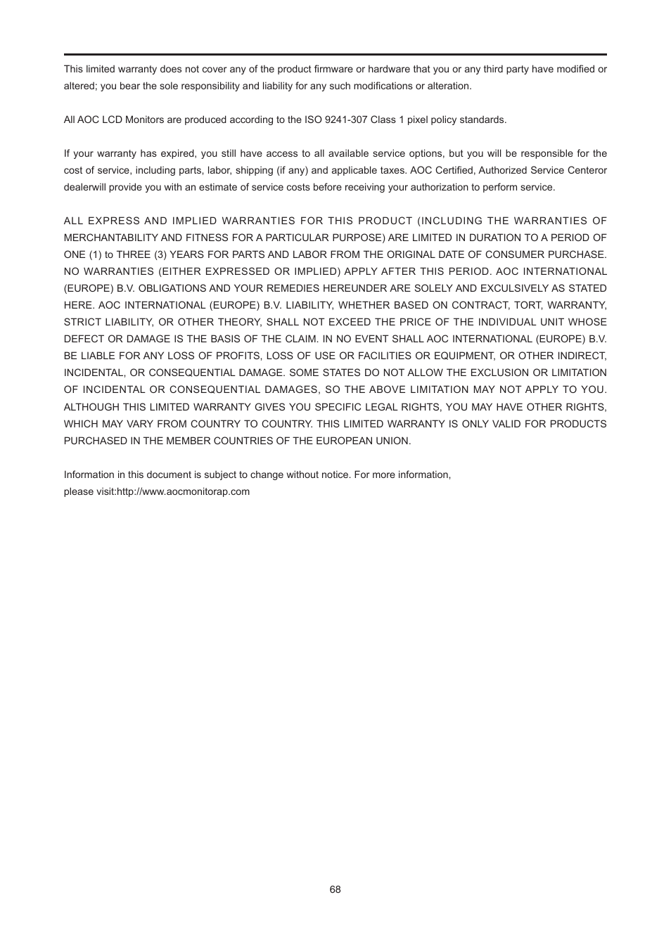 AOC E2476VWM6 User Manual | Page 69 / 73