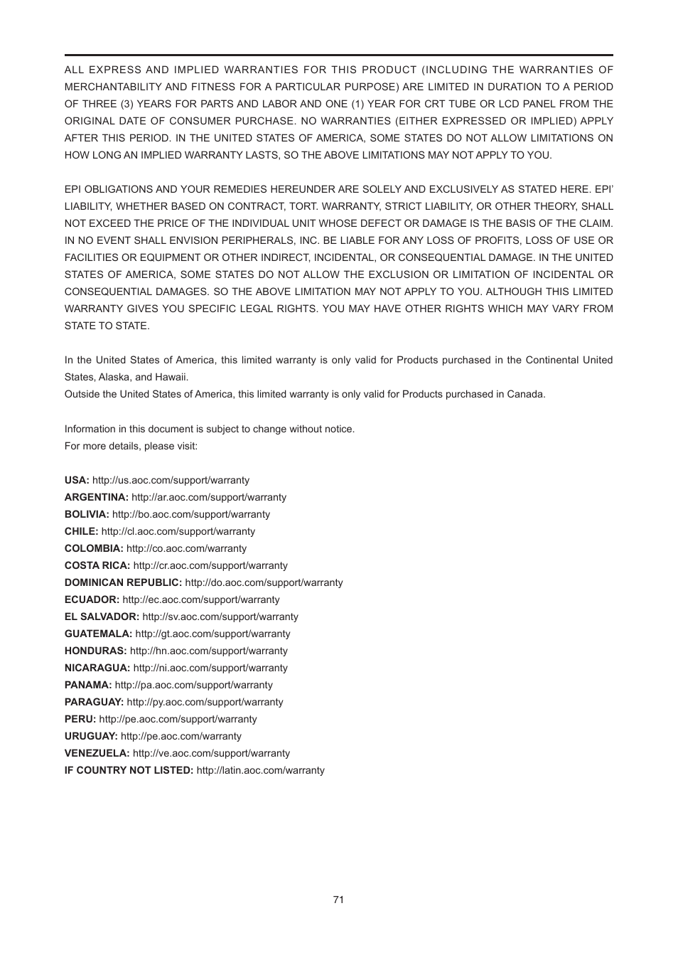 AOC E2476VWM6 User Manual | Page 72 / 73