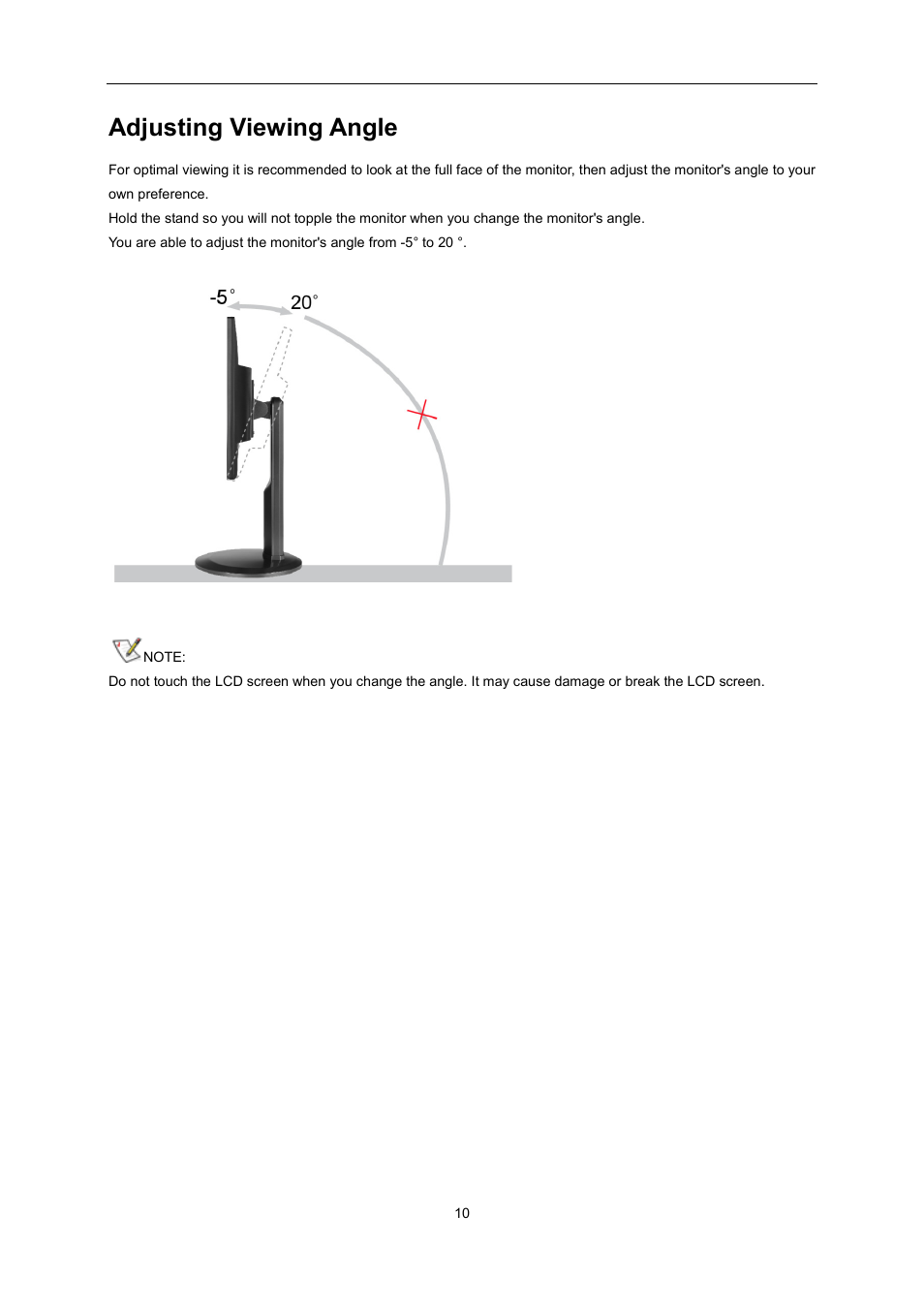 Adjusting viewing angle | AOC G2460PG User Manual | Page 10 / 55