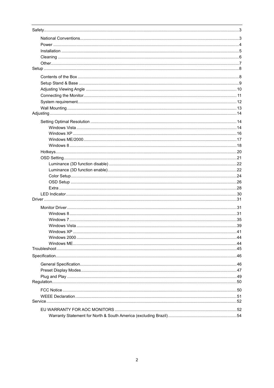 AOC G2460PG User Manual | Page 2 / 55