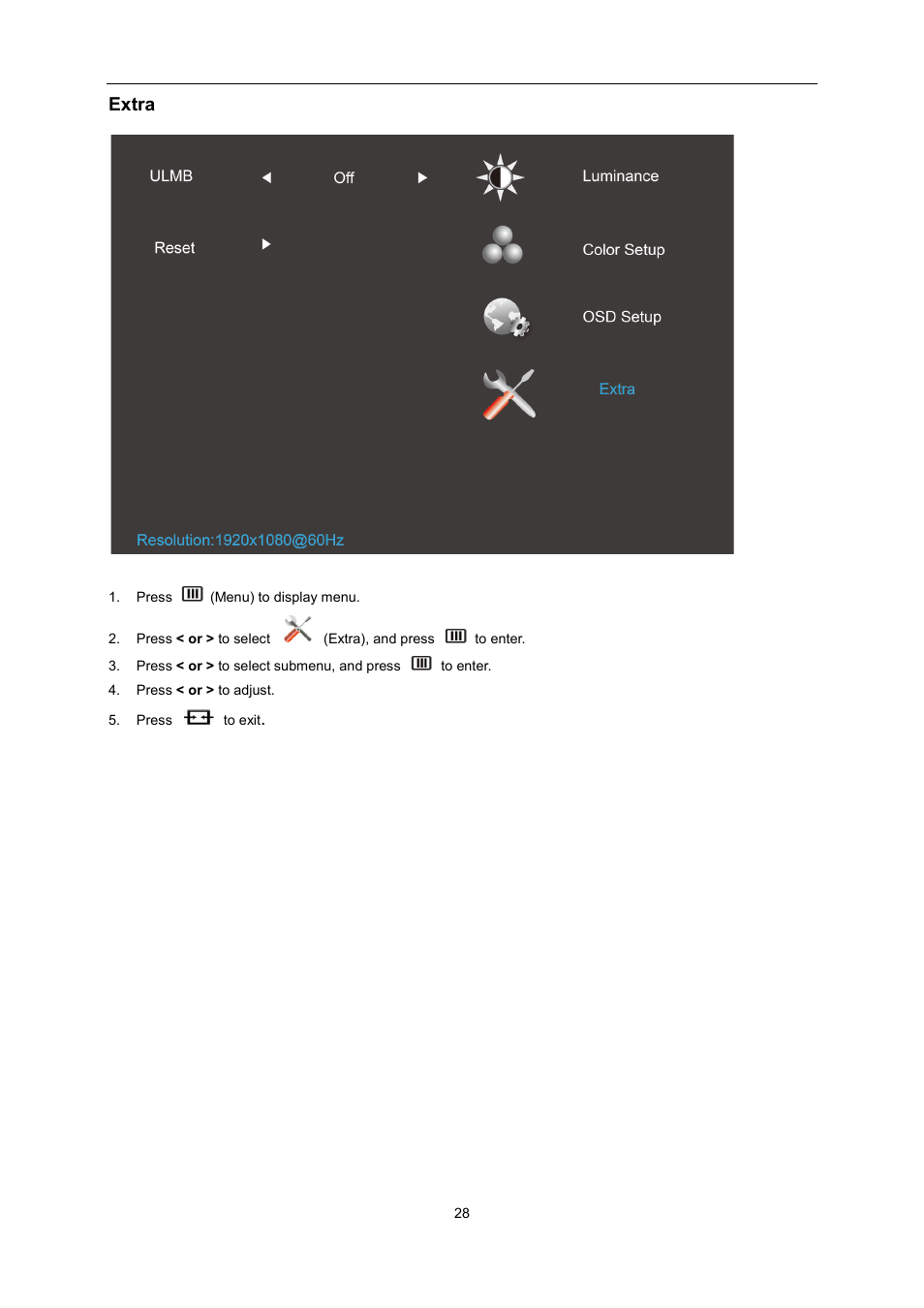 Extra | AOC G2460PG User Manual | Page 28 / 55