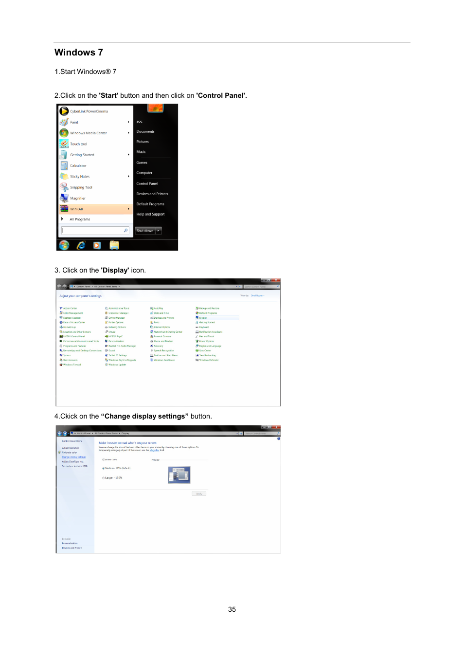 Windows 7 | AOC G2460PG User Manual | Page 35 / 55