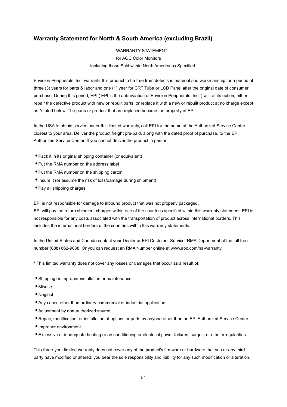 AOC G2460PG User Manual | Page 54 / 55