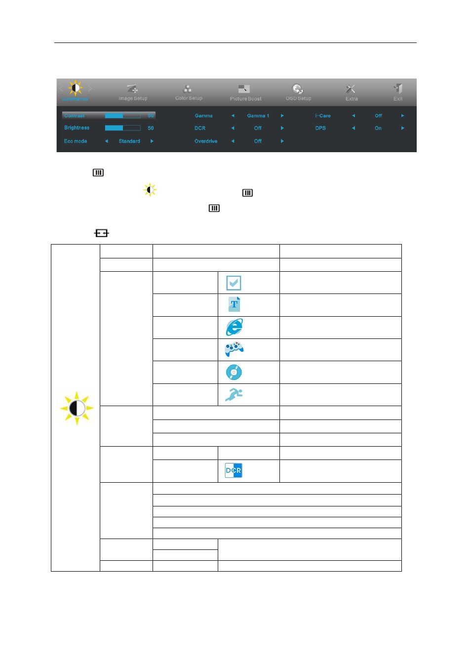 Luminance | AOC G2460PQU User Manual | Page 21 / 59