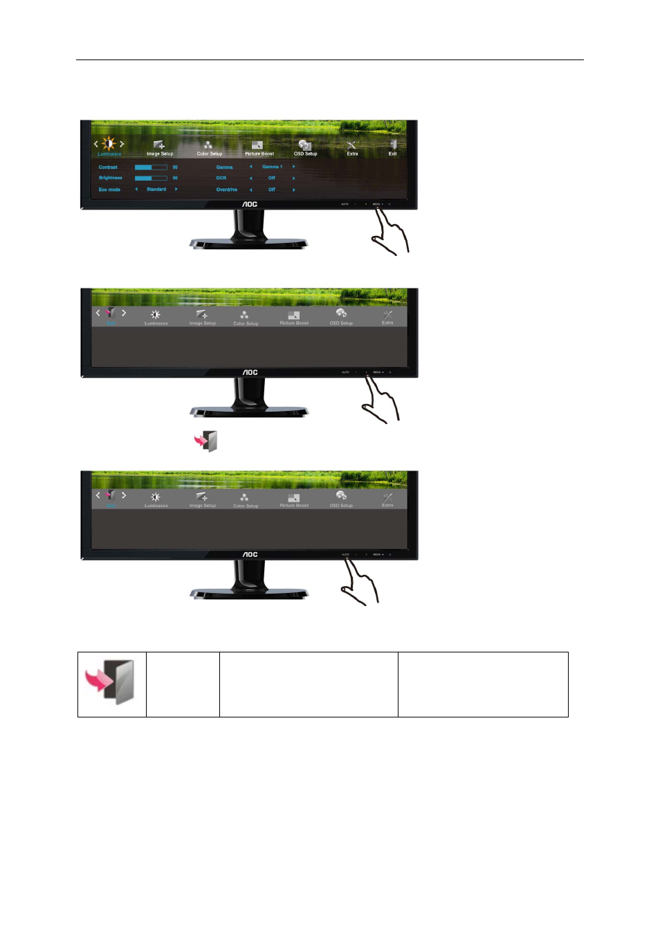 Exit | AOC I2421VWH User Manual | Page 35 / 71