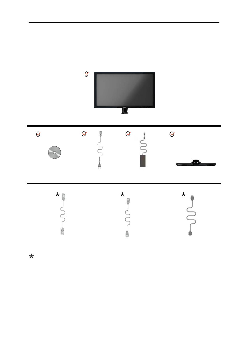 Setup, Contents in box | AOC I2421VWH User Manual | Page 9 / 71