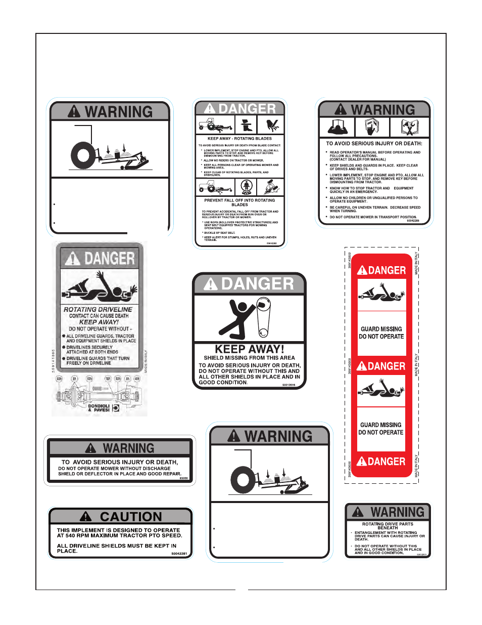 Safety decals | Bush Hog EFM 480/600 User Manual | Page 18 / 20