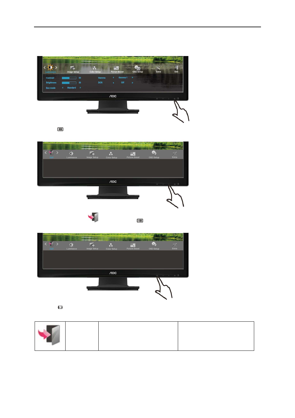 Exit | AOC E2727SHE User Manual | Page 35 / 70